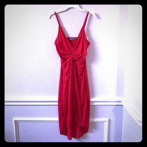 Gamiss front knotted spaghetti strap red dress S